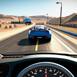 ** A racing game interface showing a driver's license upgrade screen. Focus on the elements of skill tests (drifting, avoiding obstacles, time trials) and XP accumulation. Include a fast car in the background, slightly blurred. The overall feel should be aspirational, suggesting progress and unlocking new content.

**